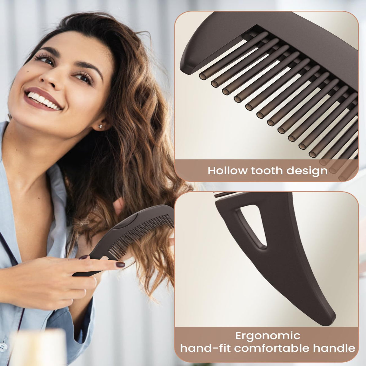 2Pack Anti-Dandruff Hollow Wide-Tooth ABS Comb -Supports Massage