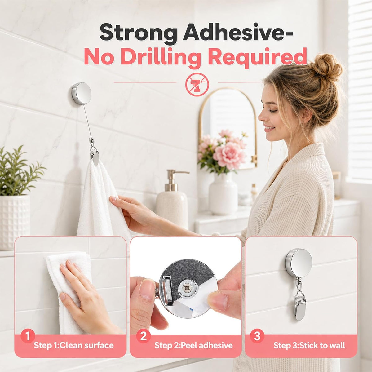 Retractable Towel Clips for Kitchen Bathroom