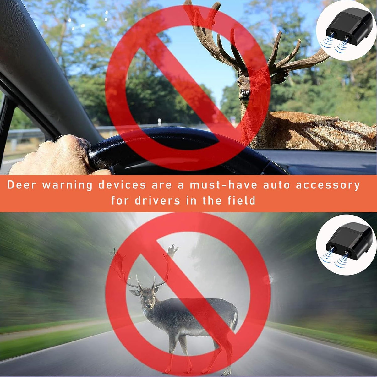 4 PCS Deer Whistles for Car, Universal Deer Horn with Rubber Pads