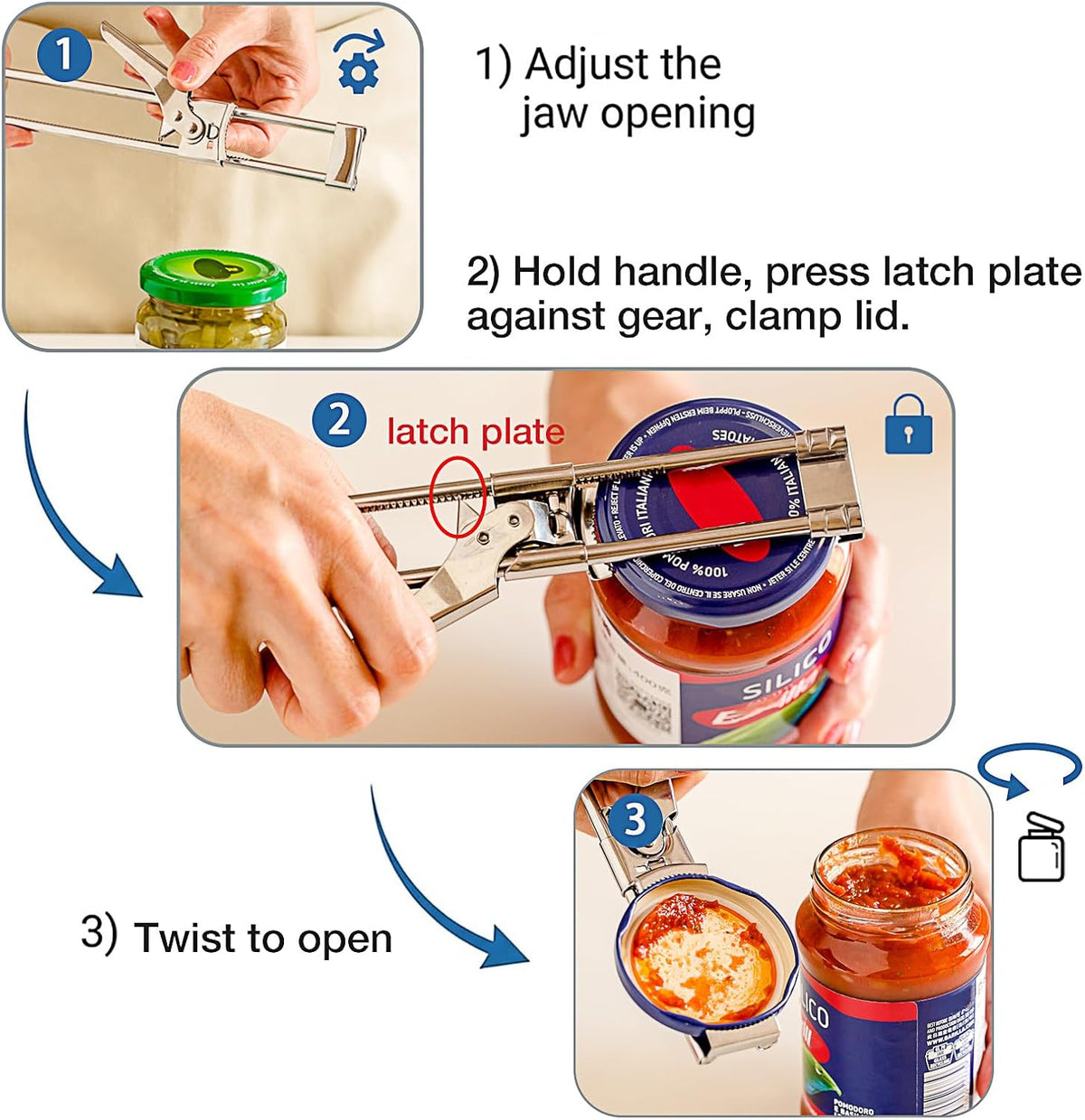 Jar Opener for Weak Hands, Multifunctional Adjustable Can Opener