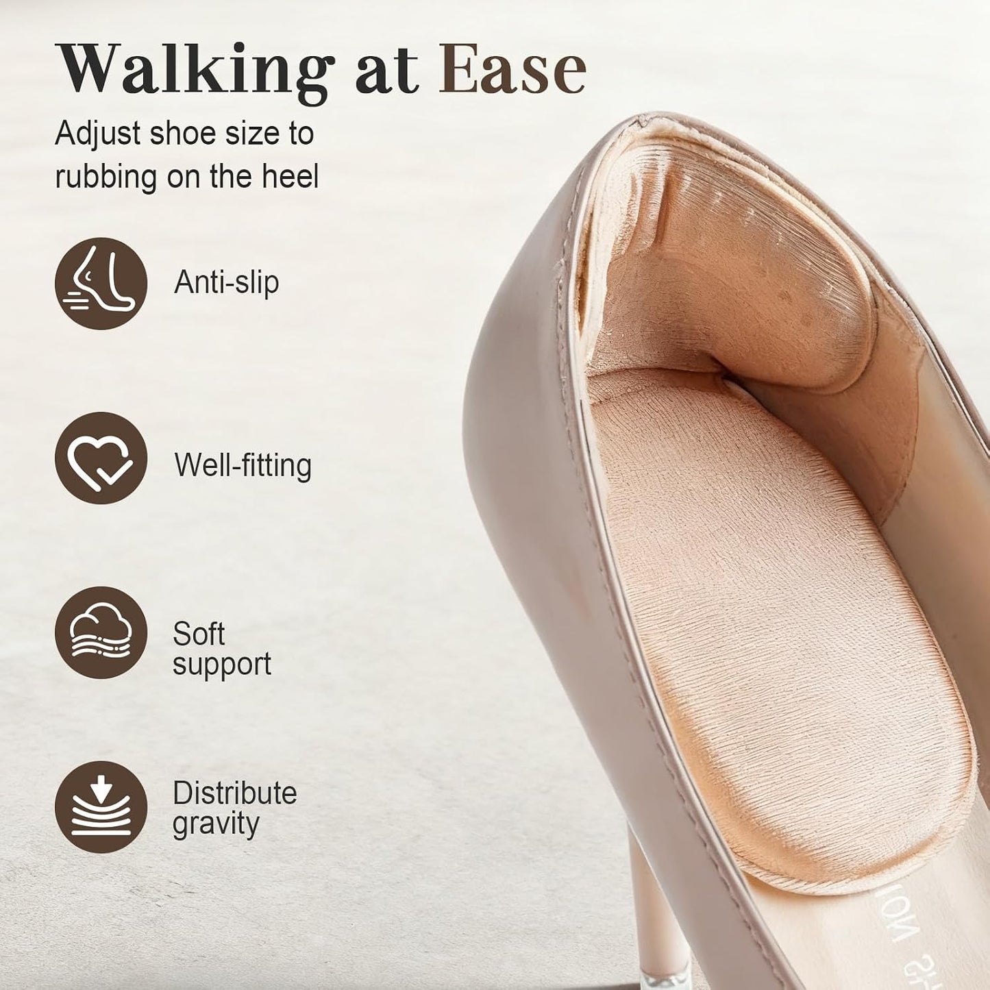 6 Pairs Heel Pads for Shoes – Soft Heel Grips for Loose Shoes, Anti-Slip Heel Cushions for Men & Women