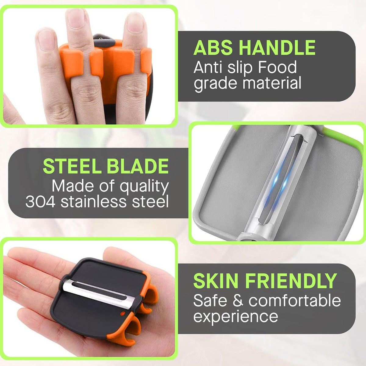 2 Pcs Hand Vegetable Peeler Palm Peeler Rubber Finger Grips