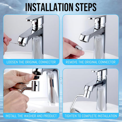 Universal 1440° Rotating Faucet Aerator Extender, Dual Spray Nozzle Mode