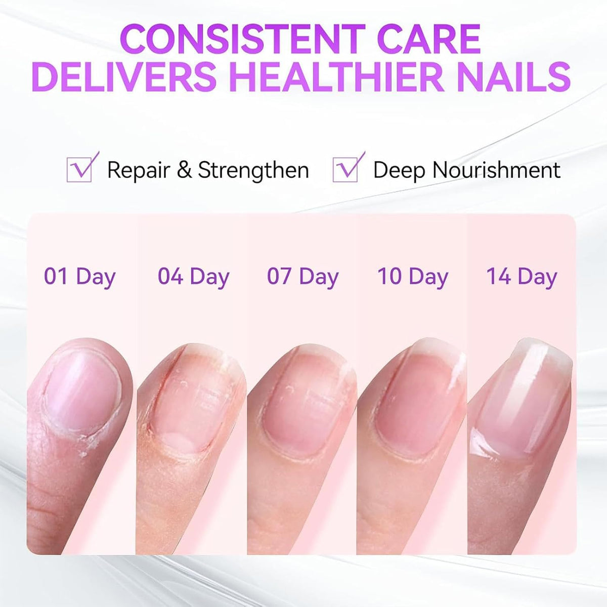 3 in 1 Nail Strengthener Nail Care Polish for Weak Brittle Nails