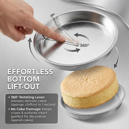 9.7 Inch Cake Pan Round Easy Release with a Built-In Swivel Blade