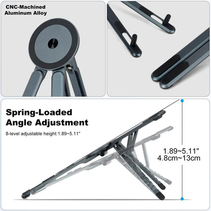 Portable Laptop Stand for Desk & Travel, CNC Aluminum Foldable Computer Riser
