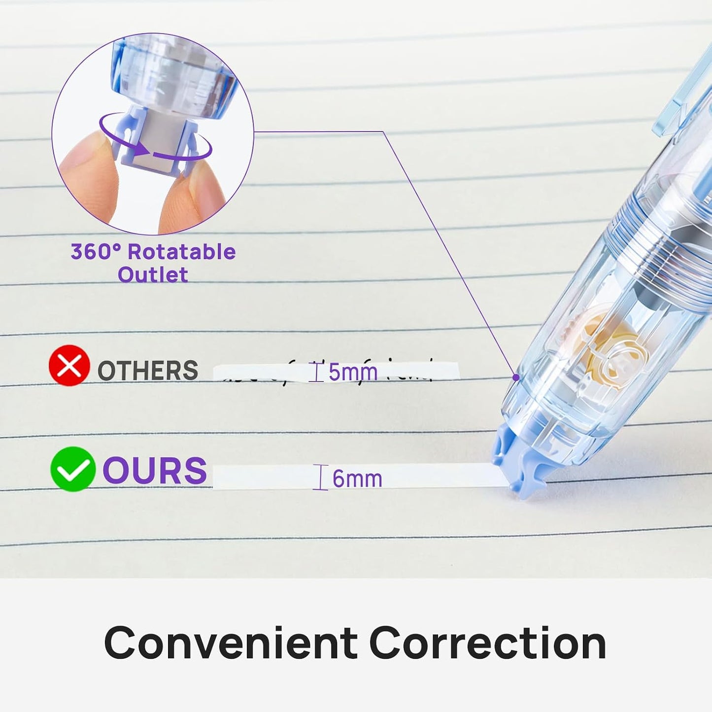 Retractable Correction Tape with Refill for Office Supplies