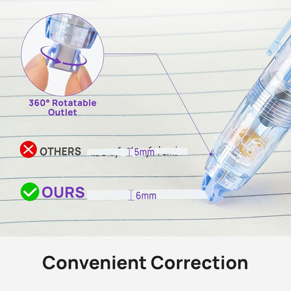 Retractable Correction Tape with Refill for Office Supplies