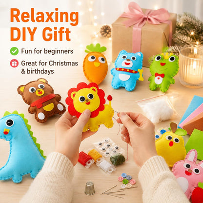 Kids Felt Sewing Craft Kit with Plastic Needles Thread Stuffing