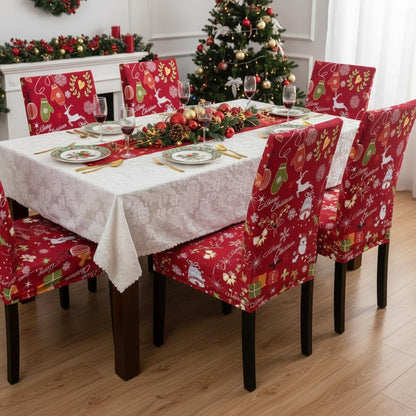 Christmas-Themed Stretchy, Washable Dining Chair Cover