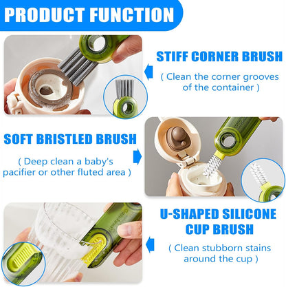3-in-1 Multifunctional Cup Lid Crevice Cleaning Brush Set