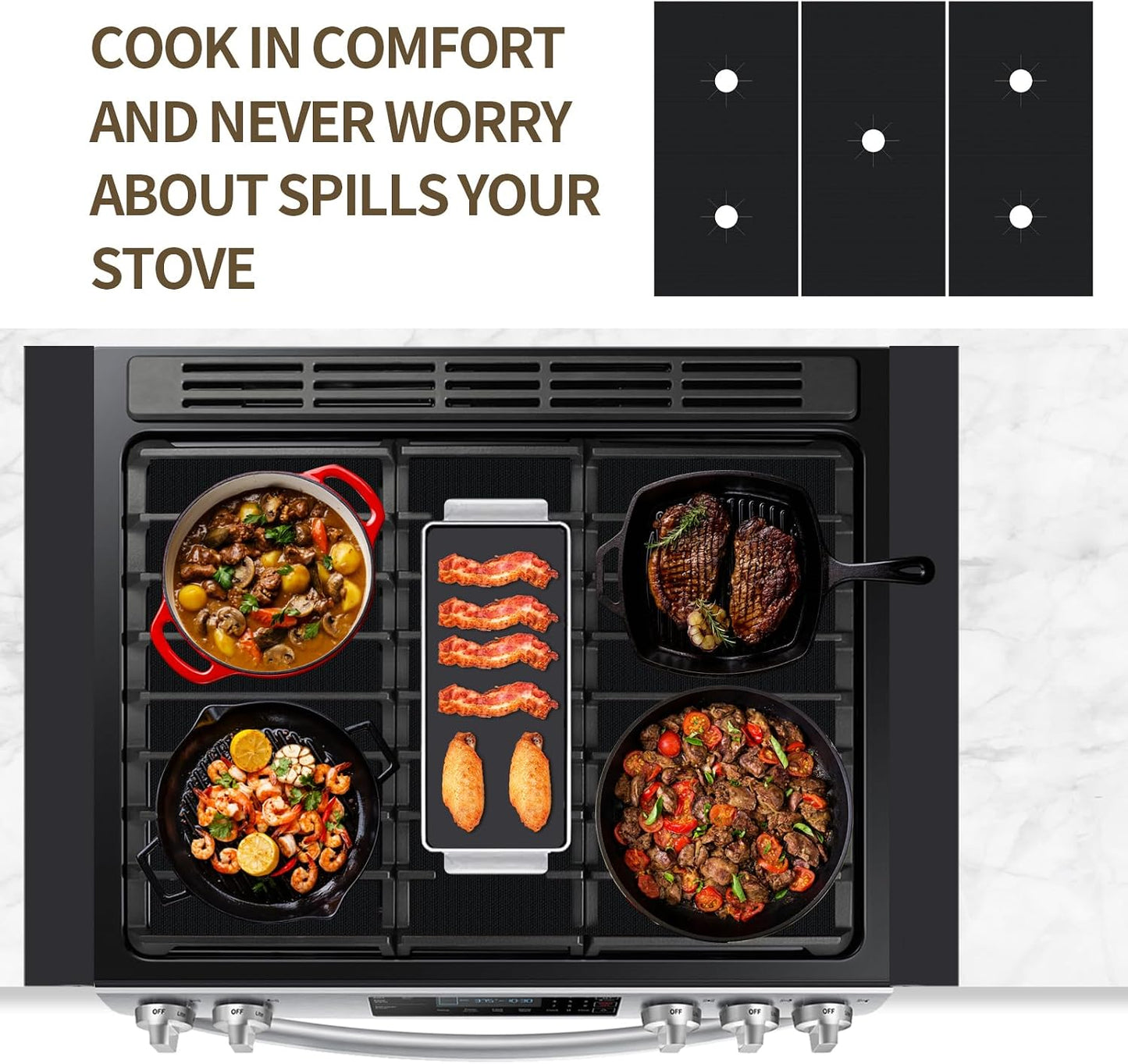2-Pack Gas Stove Protective Cover - Heat Resistant To Prevent Oil Stains