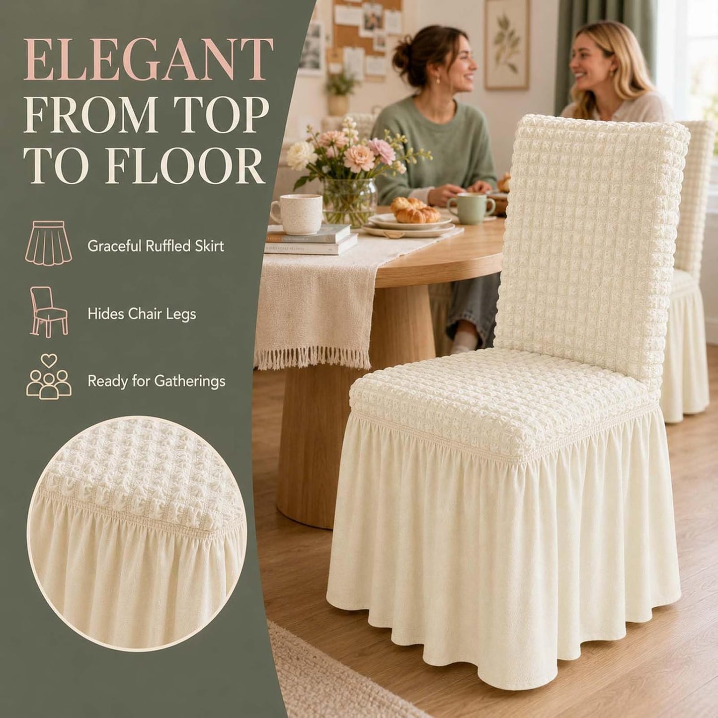 Chair Slipcovers with Skirt for Hotel Home Decor