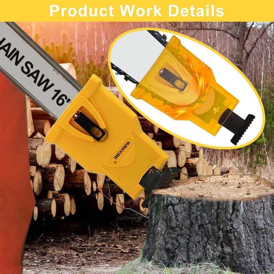 Proprietary Bar-Mount Chain Portable Teeth Chainsaw Sharpener, Fit for 14-20 Inches