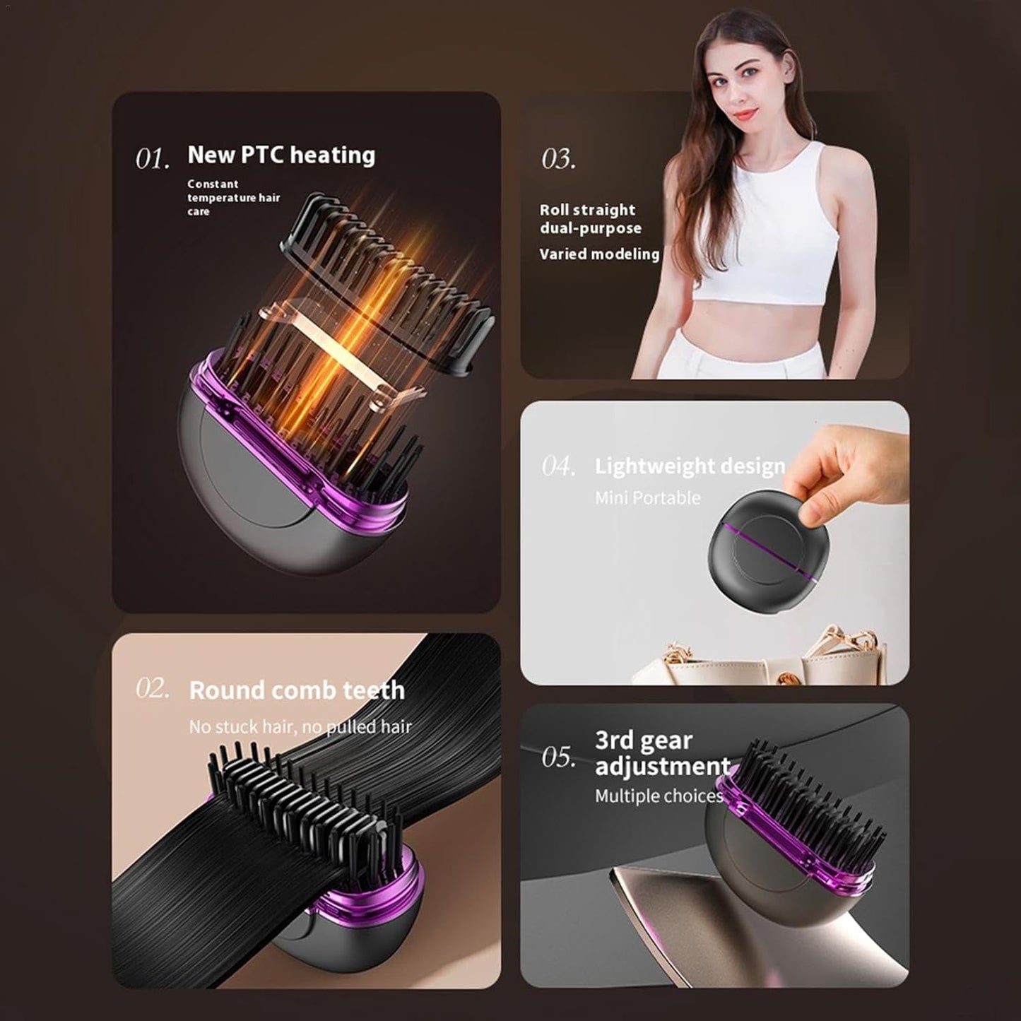 Rechargeable Portable Hair Straightener – 3-Level Temperature Adjustment