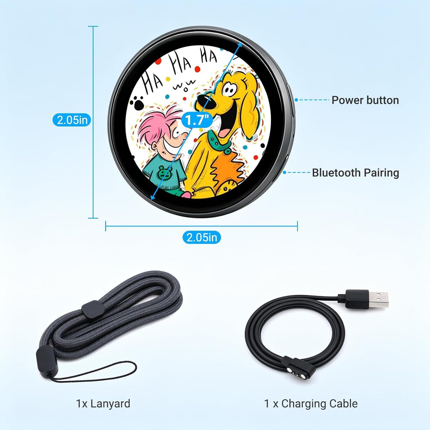 Digital Badge Pin Display with 1.8'' IPS Touch Screen – Custom Photo Slideshow & GIF Display via Bluetooth