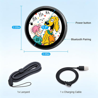 Digital Badge Pin Display with 1.8'' IPS Touch Screen – Custom Photo Slideshow & GIF Display via Bluetooth