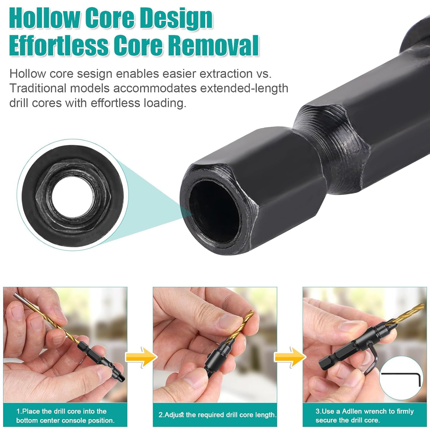 Hex Shank Countersink Drill Bit Power Tools Accessories for Plastic Metal Woodworking Tool