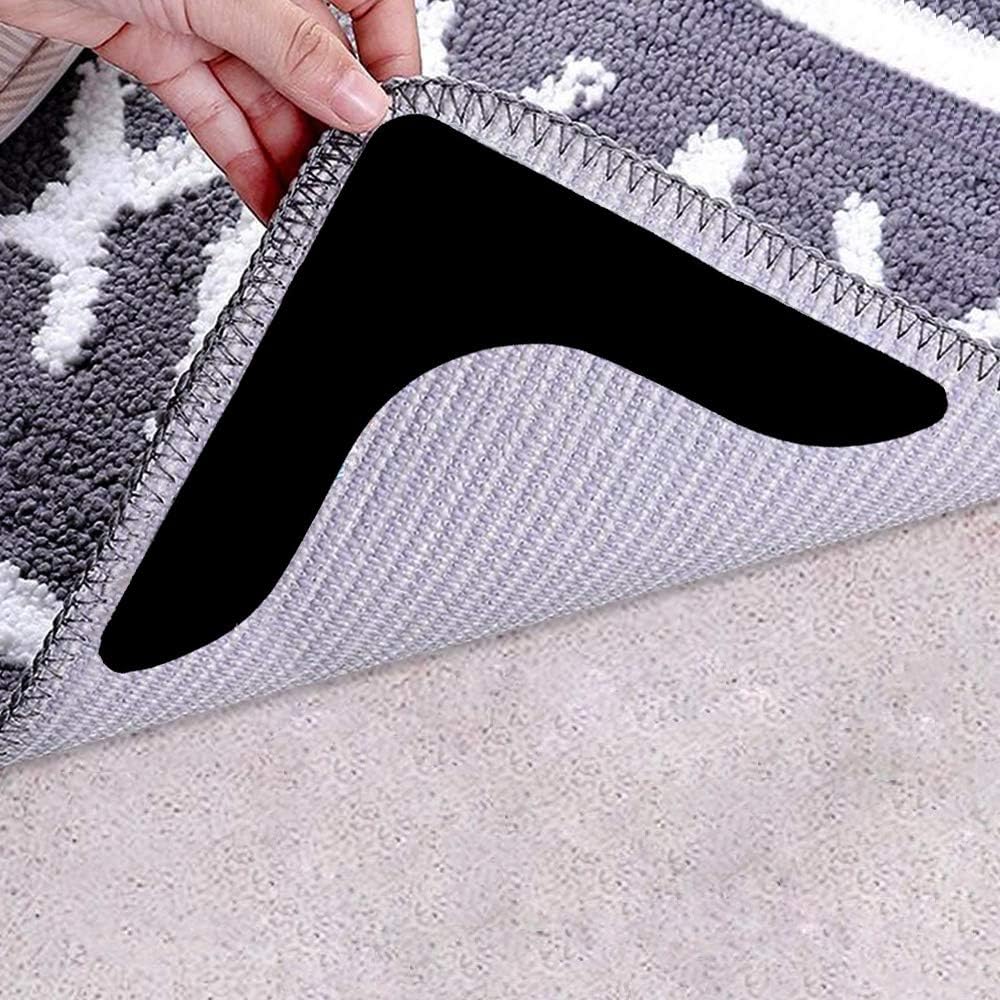 12 Pcs Rug Gripper Pads – Double-Sided Adhesive Anti-Slip Pads for Area Rugs on Hardwood, Tile & Laminate Floors