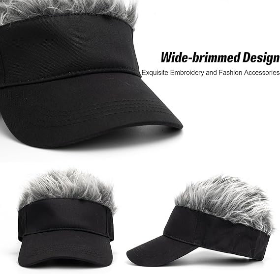 Visor Hat with Hair Funny Spiked Hair Wig Hat Novelty Adjustable Baseball Cap