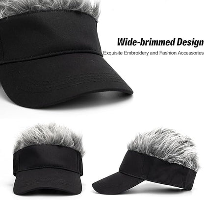 Visor Hat with Hair Funny Spiked Hair Wig Hat Novelty Adjustable Baseball Cap