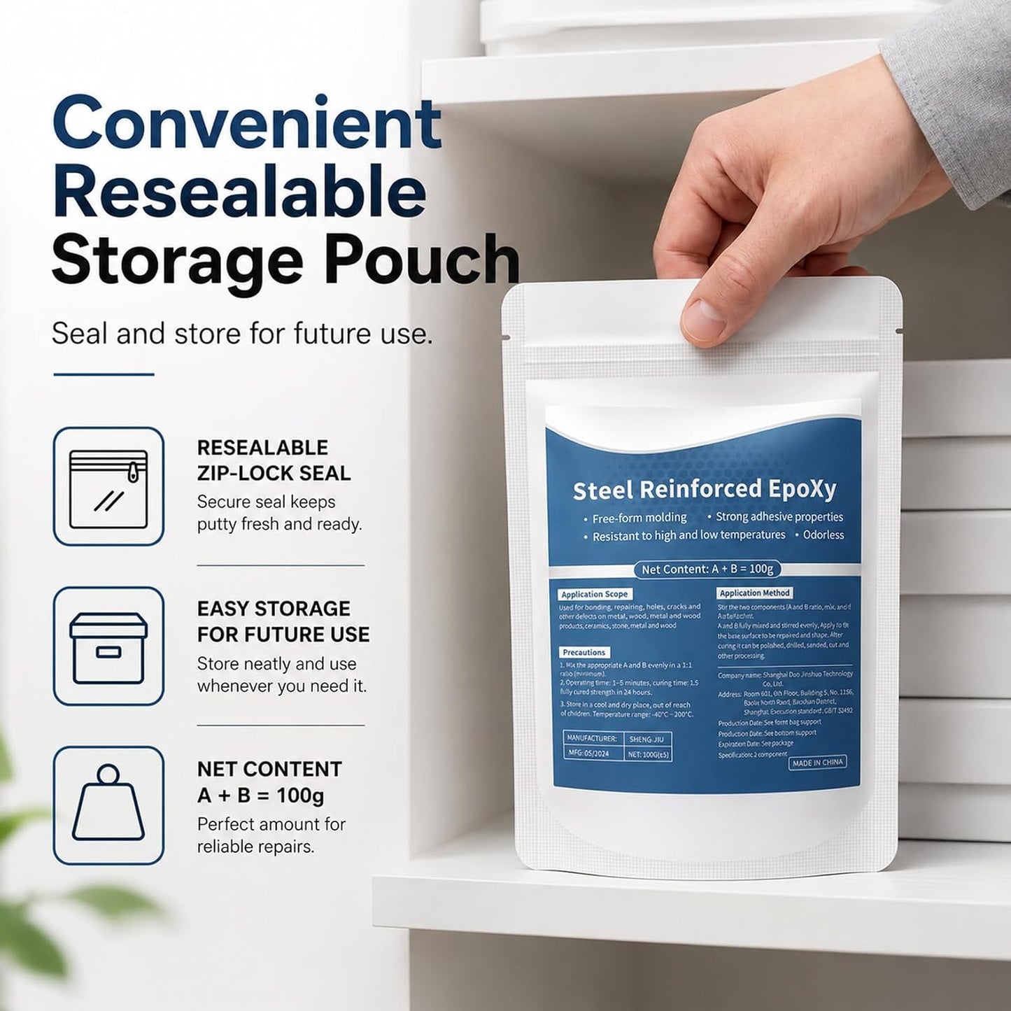 Steel Reinforced Putty Fast Repair Kit for Metal Wood Tile Ceramics