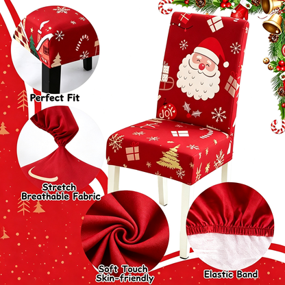 Christmas-Themed Stretchy, Washable Dining Chair Cover