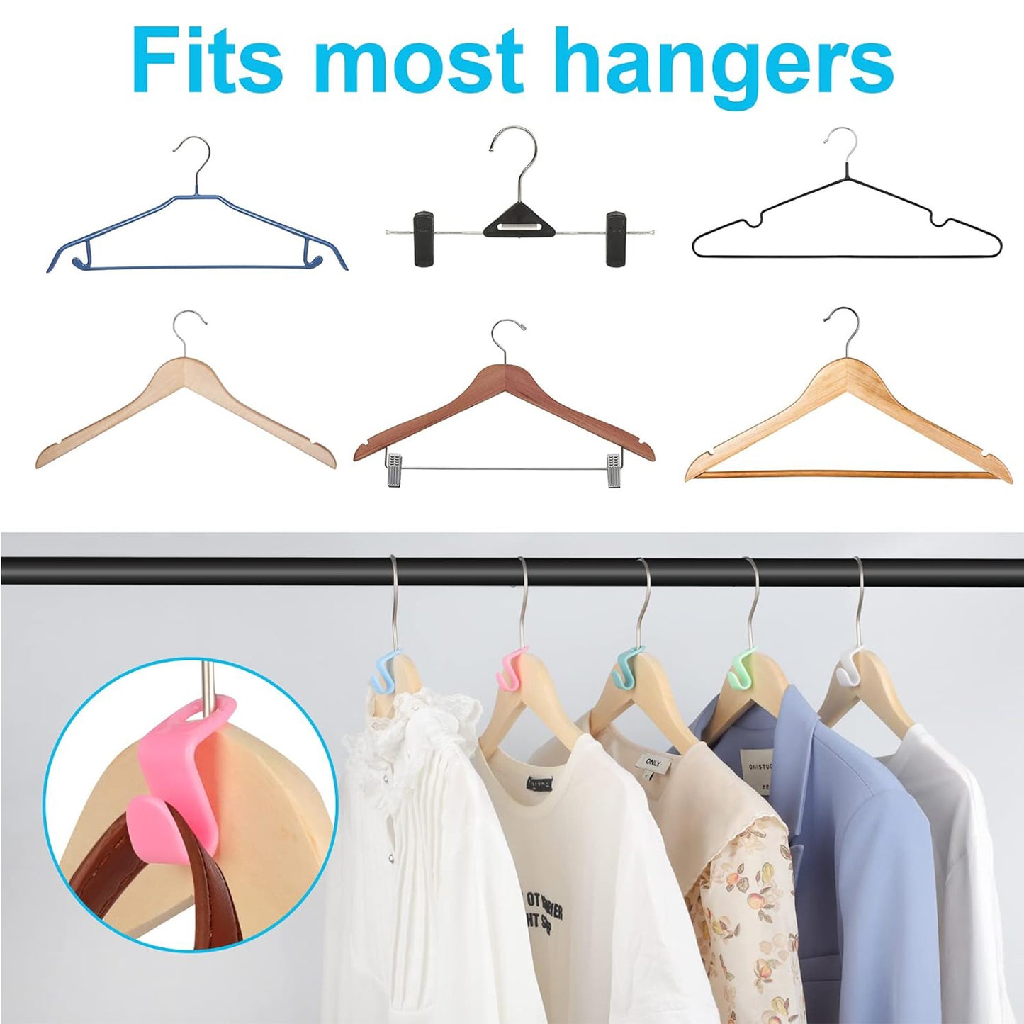 20 PCS Hanger Connector Hooks for Closet Organizers