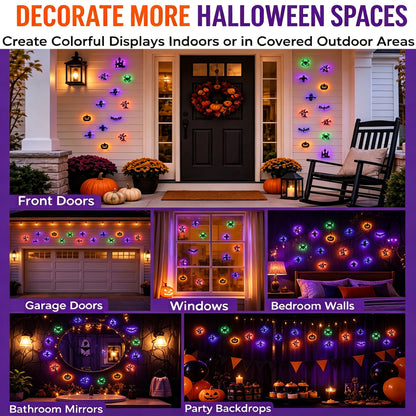3D LED Halloween Wall Decals & Silhouette Lights 30-Pack Flickering