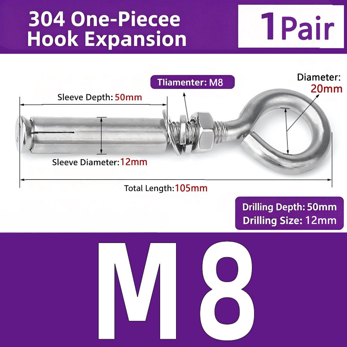 Expansion Concrete Eye Bolt for Wall Ceiling Concrete Masonry