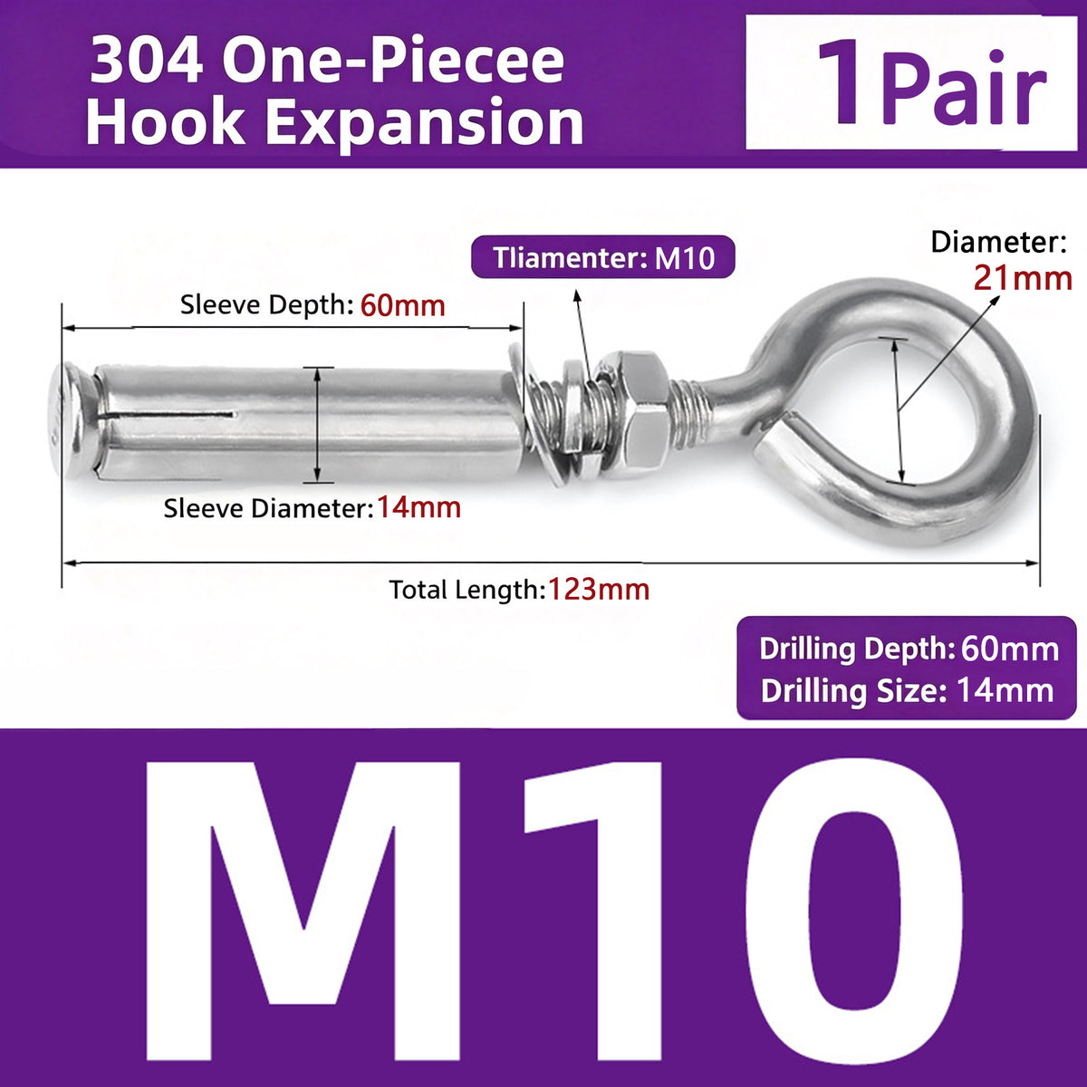 Expansion Concrete Eye Bolt for Wall Ceiling Concrete Masonry