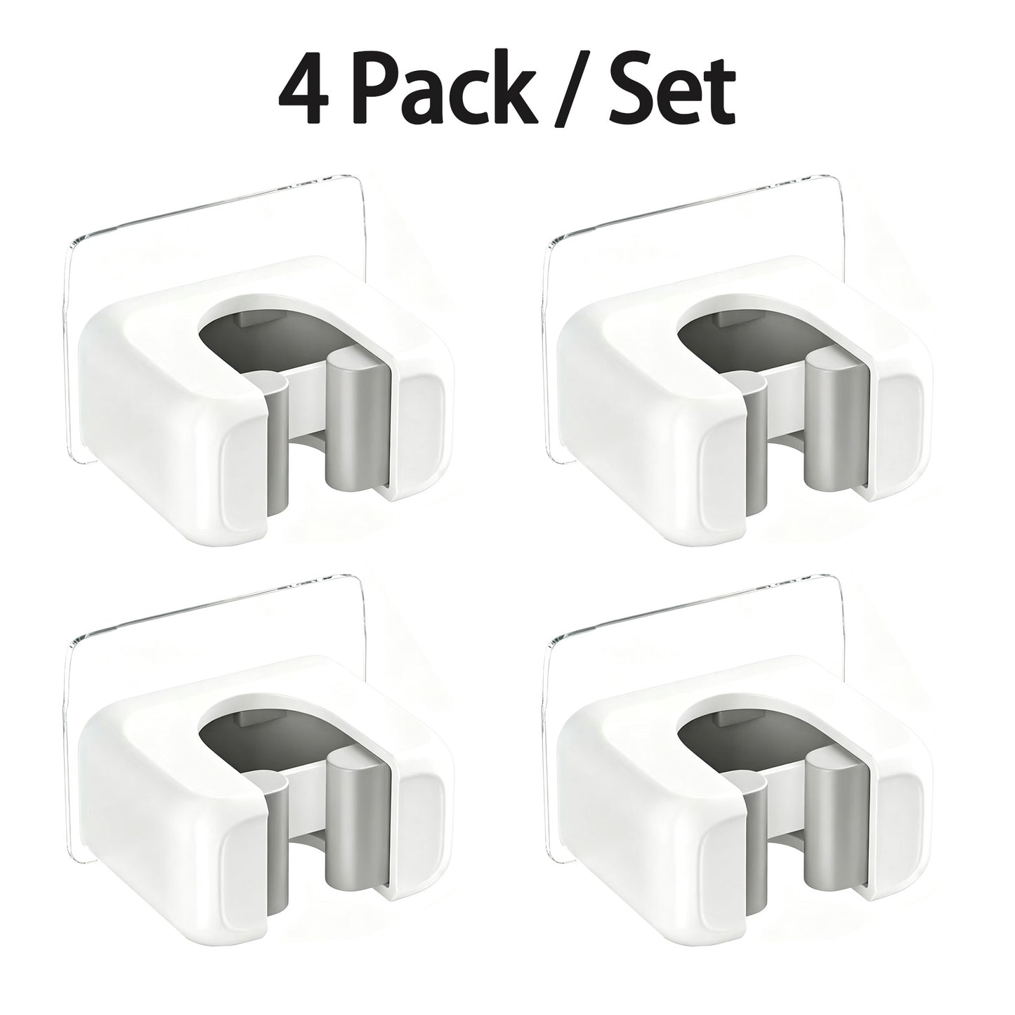 4 Pack / Set Wall-Mounted Self-Adhesive Broom Holder—No-Drill Storage Hook