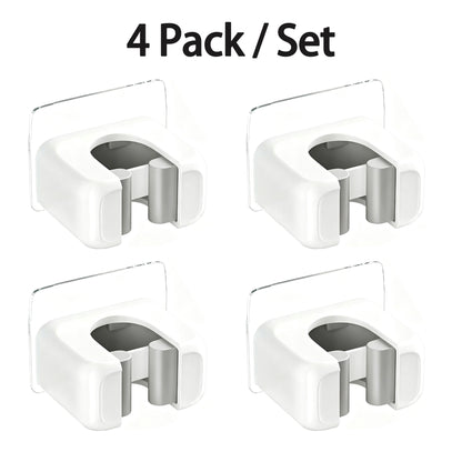 4 Pack / Set Wall-Mounted Self-Adhesive Broom Holder—No-Drill Storage Hook