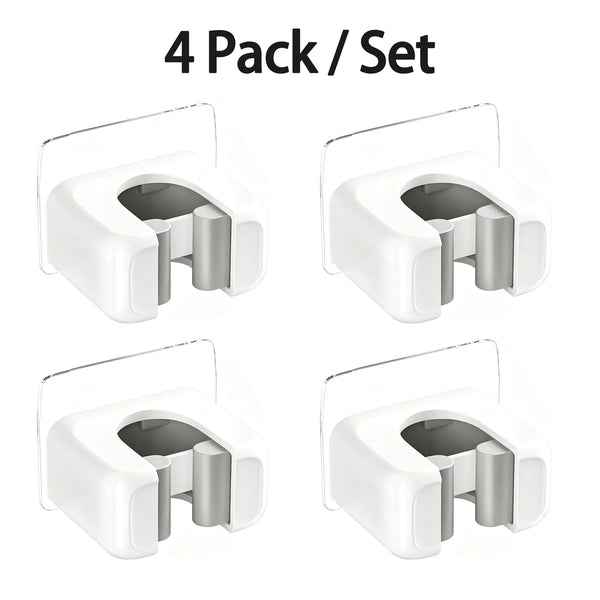 4 Pack / Set Wall-Mounted Self-Adhesive Broom Holder—No-Drill Storage Hook