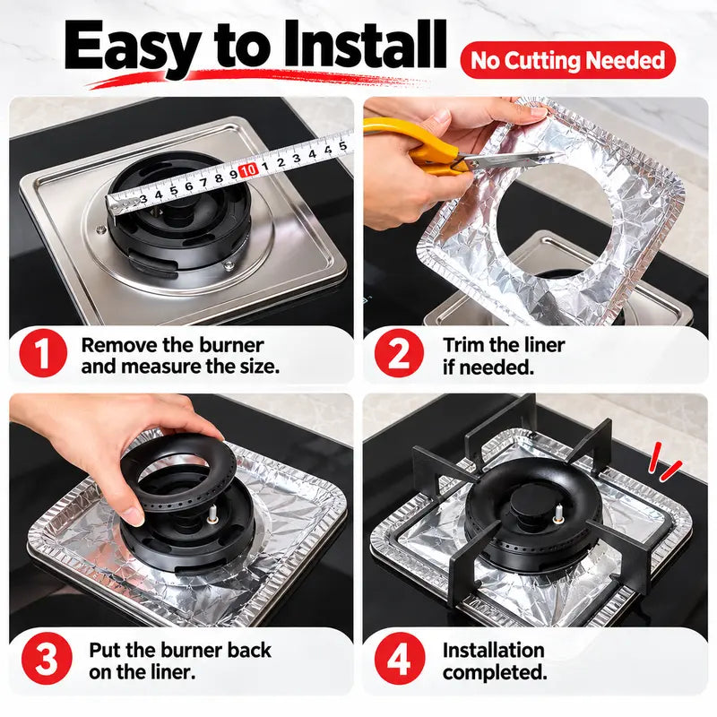 Gas Stove Disposable Burner Liner, Aluminum Foil Burner Cover-10Pack