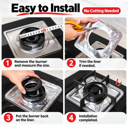 Gas Stove Disposable Burner Liner, Aluminum Foil Burner Cover-10Pack