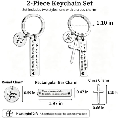 Cross Keychain Drive Safe Keychain Silver Tone Cross Bag Charm