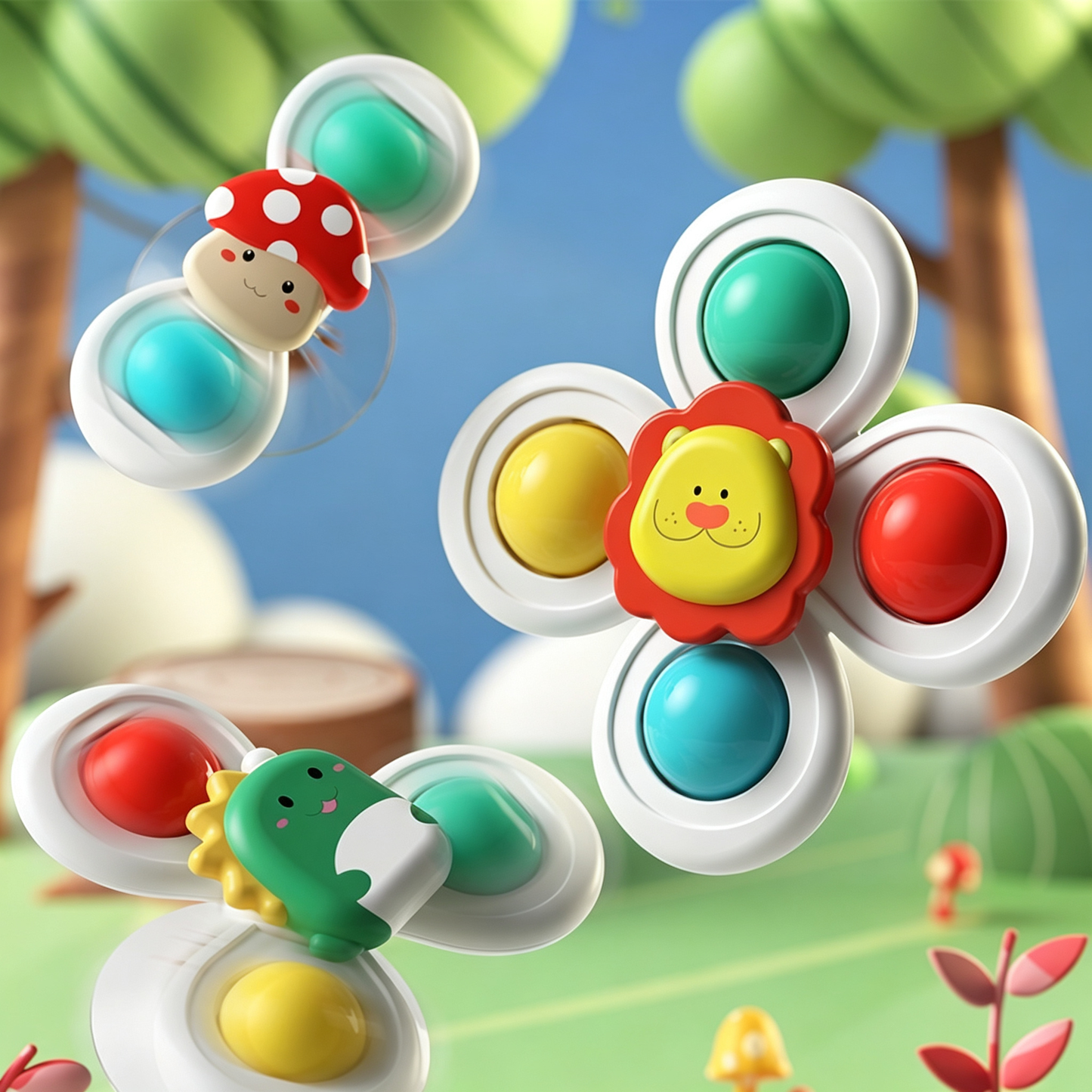 3 Pcs Suction Cup Spinner Toys