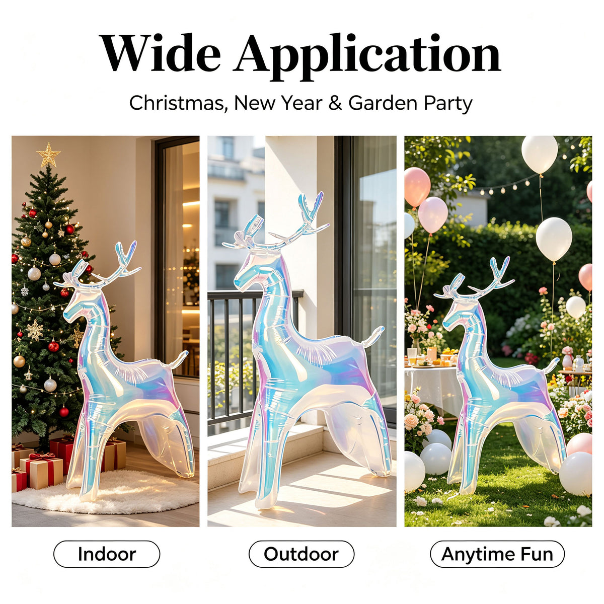 Iridescent Reindeer Balloons Deer Elk Decoration