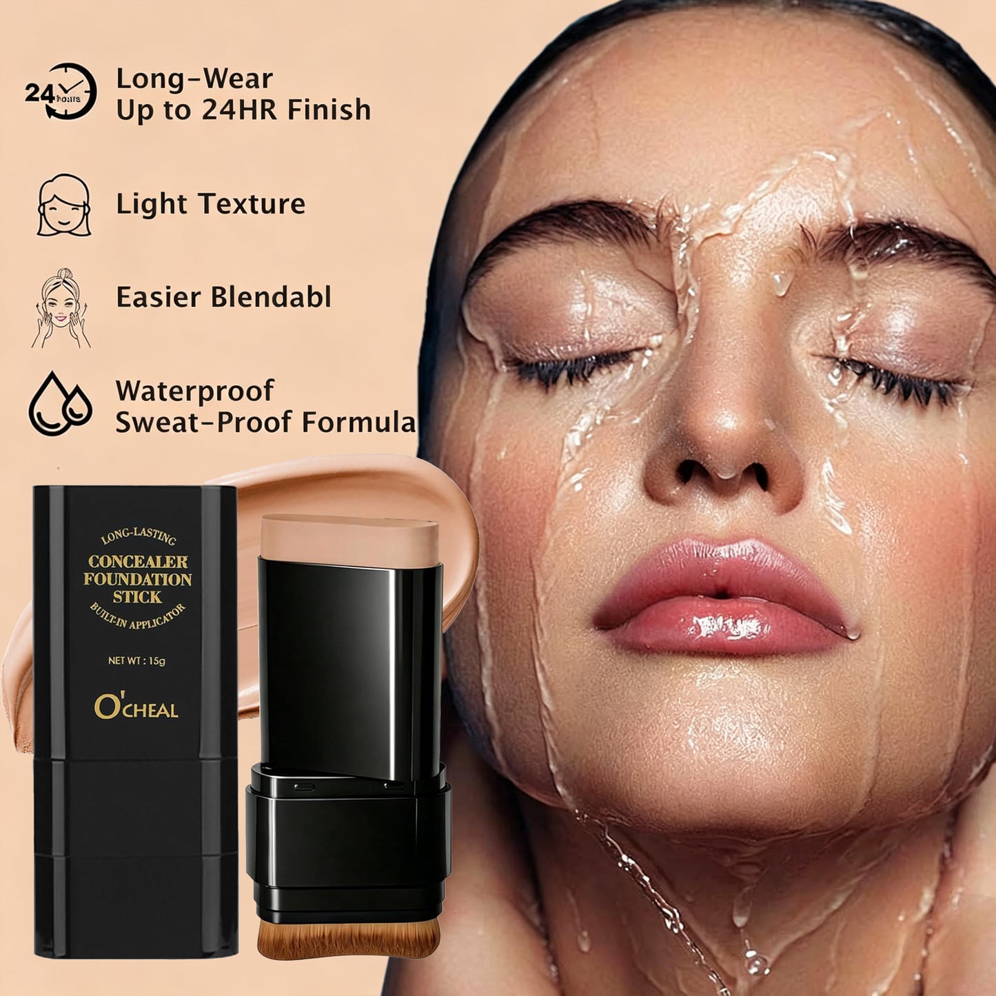 Concealer Foundation Stick with Brush for Even skin tone