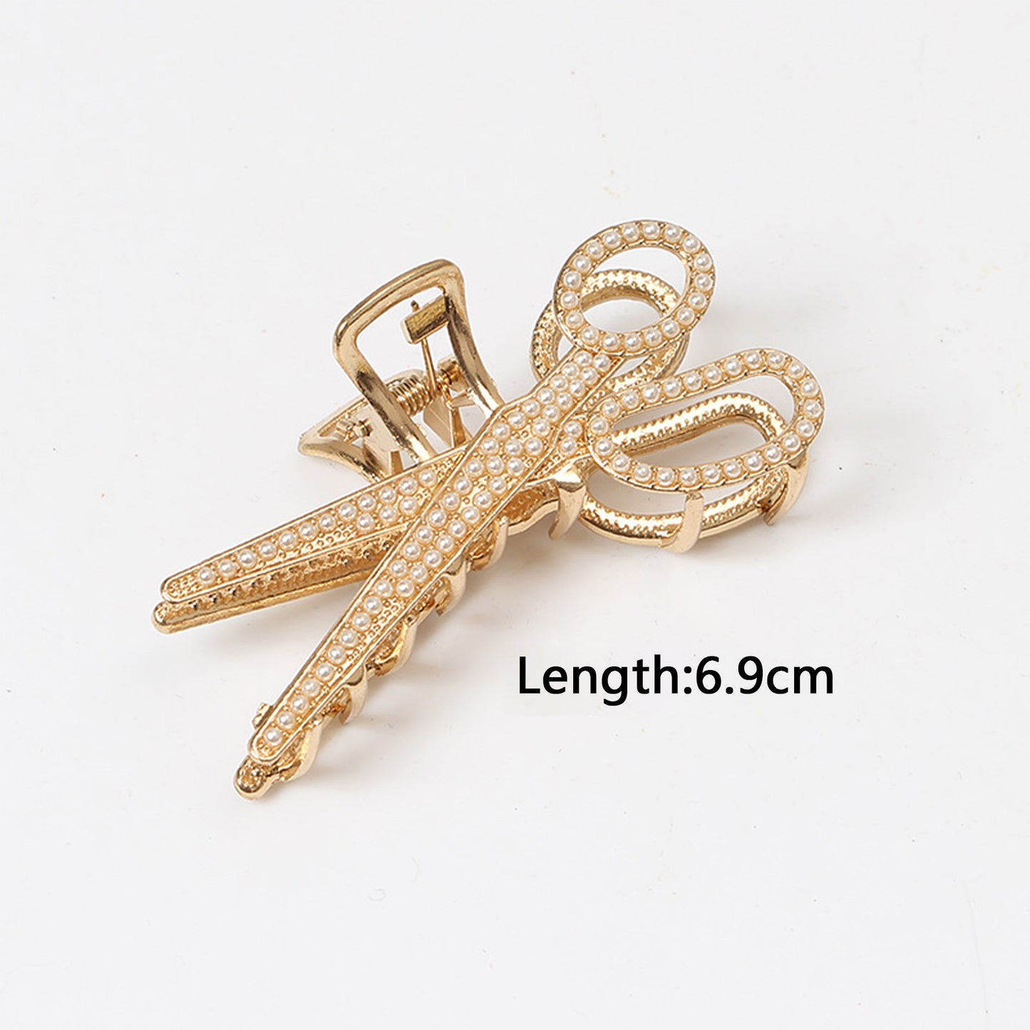 3 pcs Large Scissor-Shaped Metal Claw Clip with Pearls