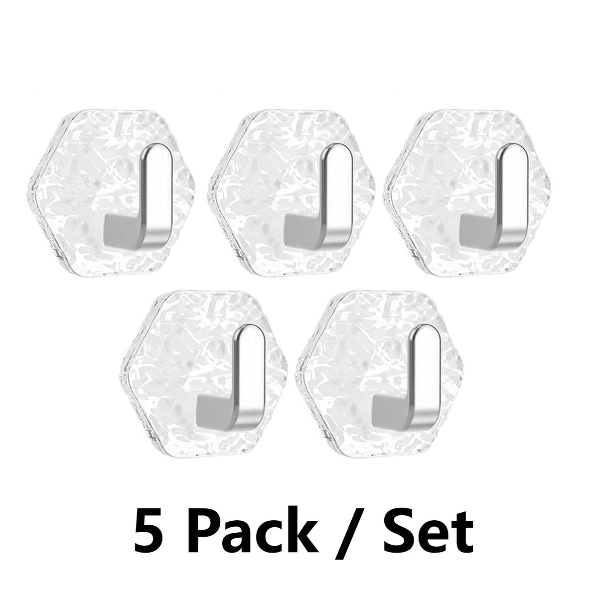 Heavy-Duty Self-Adhesive Hexagonal Ripple Hooks, 10-Pack