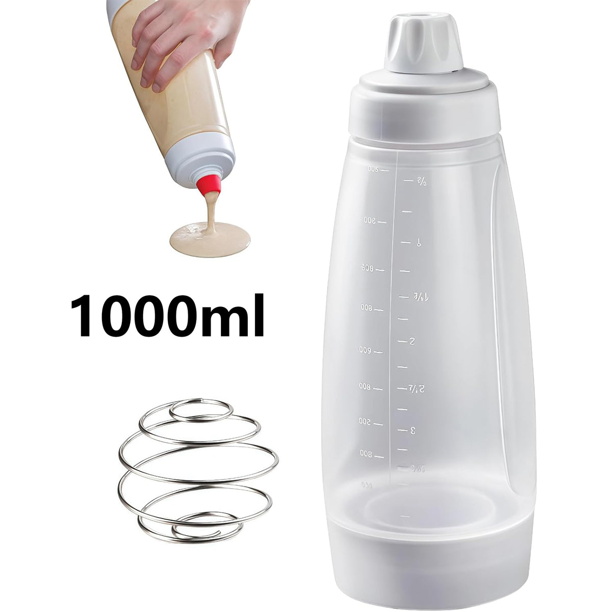 Pancake Batter Dispenser Bottle with Blender Balls