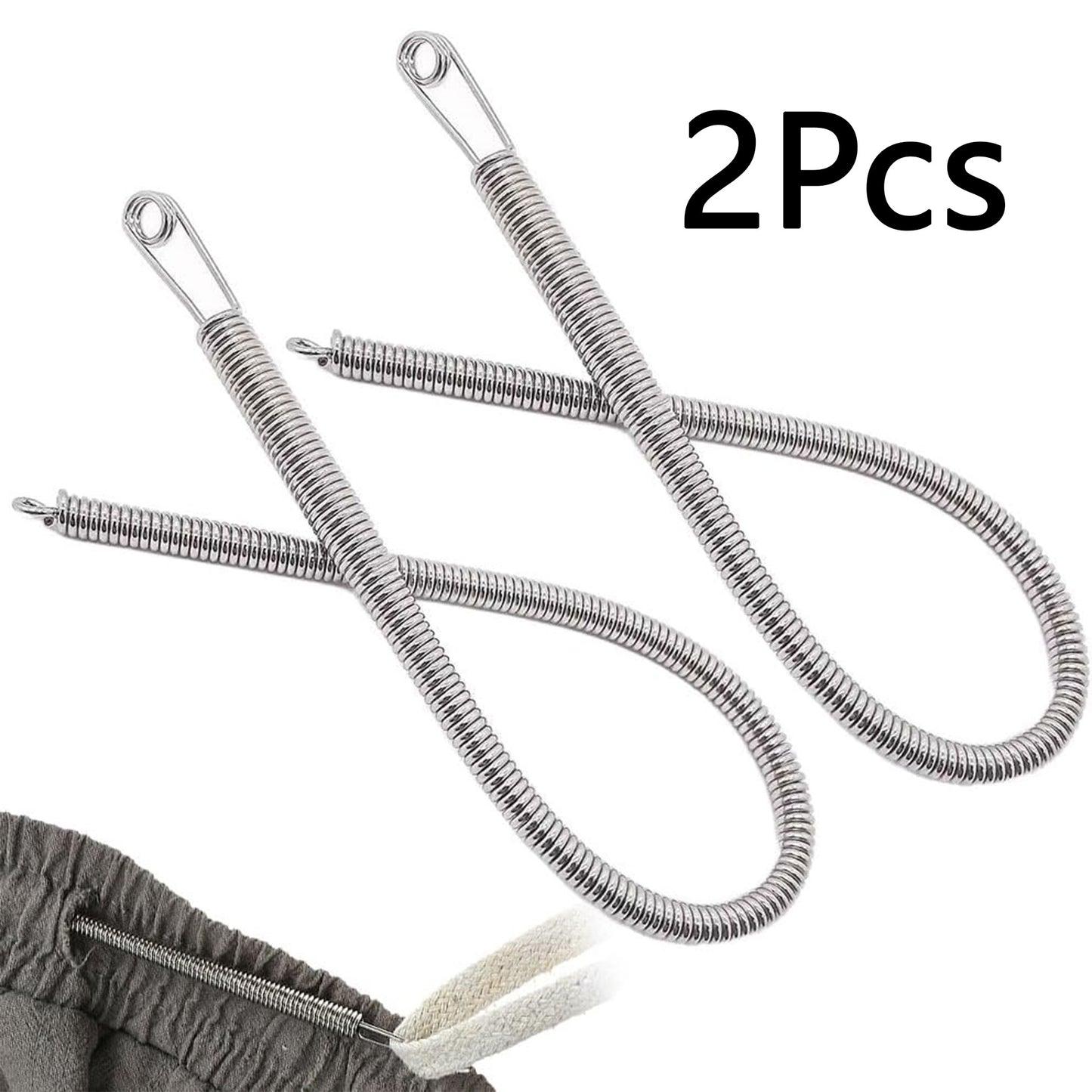 2 Pcs Stainless Steel Spring Rope Threader Tool for Easy Elastic Cord and Drawstring Threading