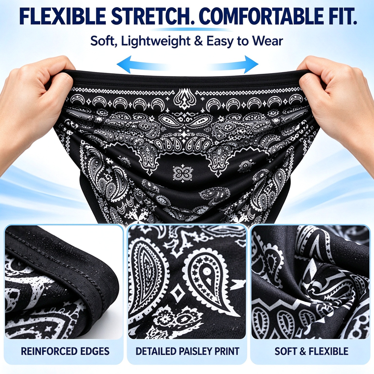 Multifunctional Paisley Bandana Headband UV Protection Quick-Dry