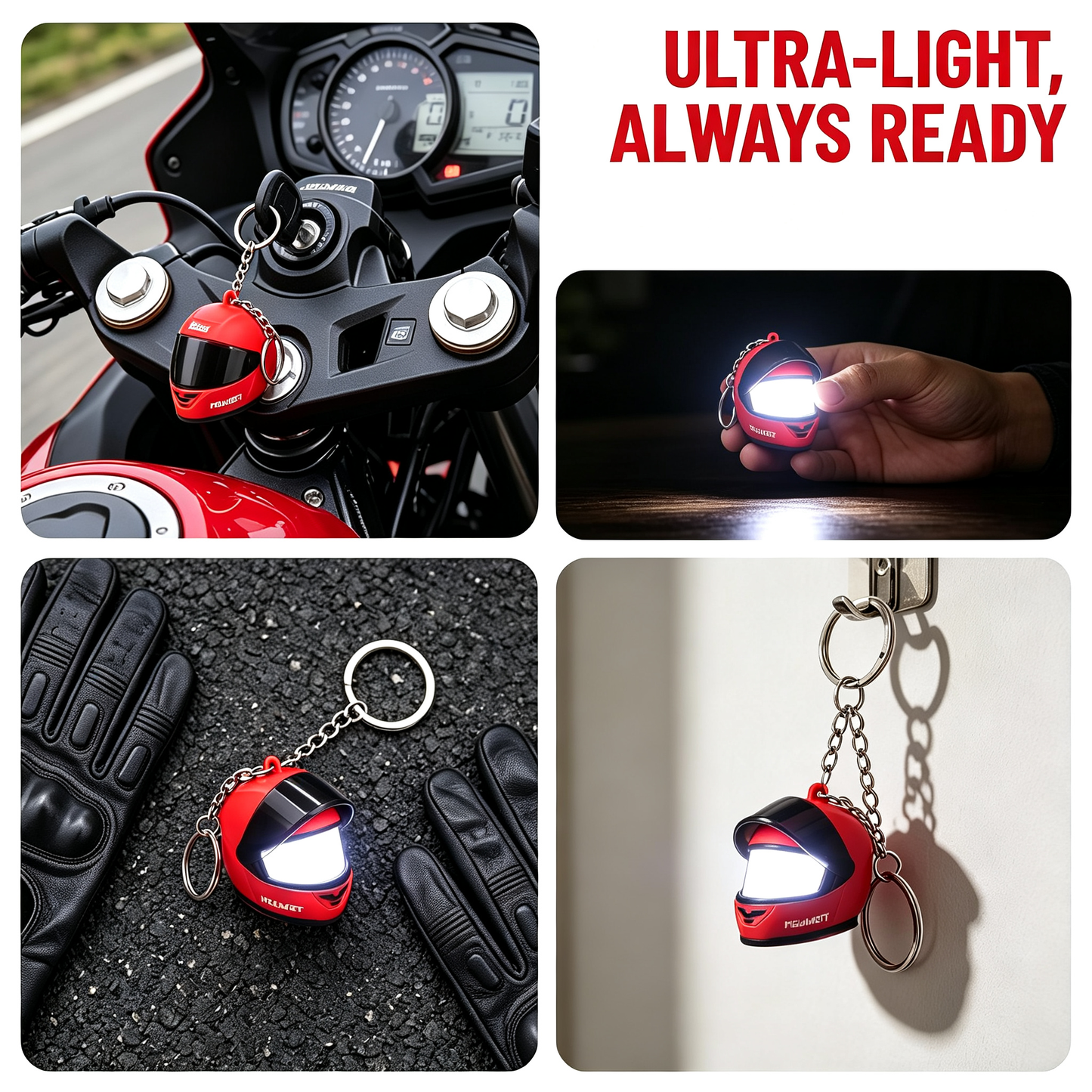 Motorcycle Helmet Keychain with Light