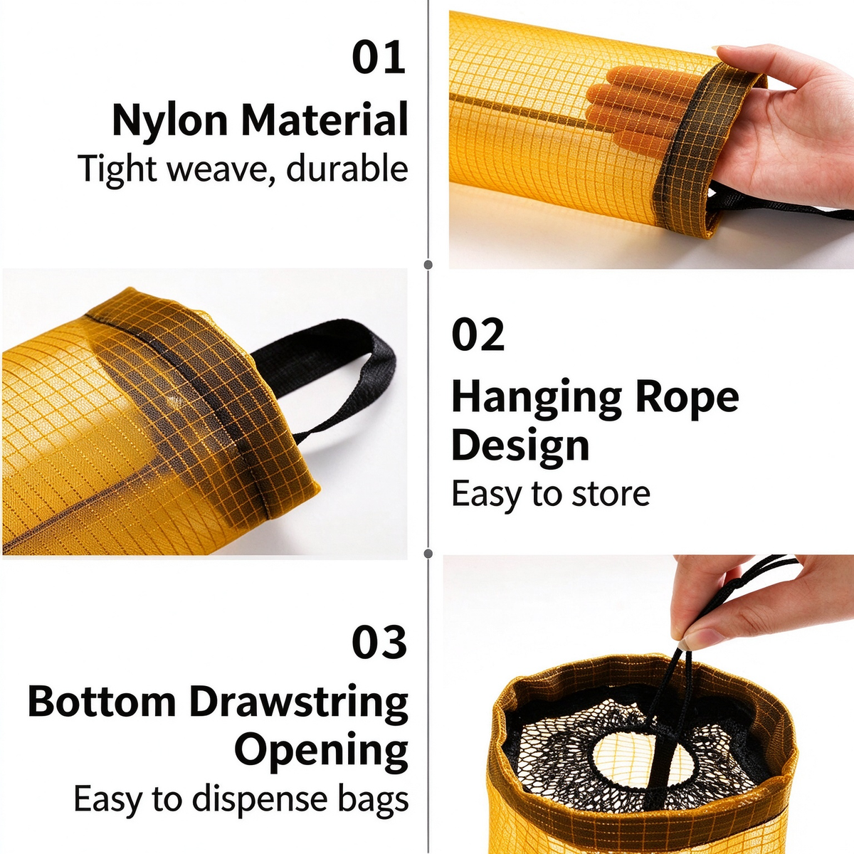 3Pcs Plastic Bag Holder Storage Organizer for Home,Washable Fabric