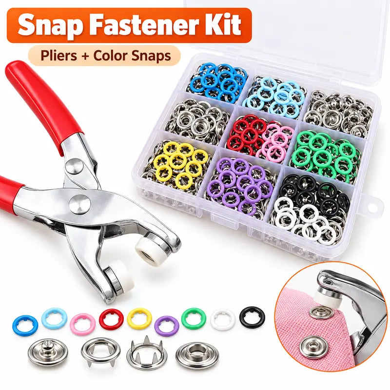 100 Sets Metal Snap Buttons with Pliers,  Multicolor Mixing Hollow Sewing Snap Fasteners