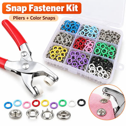 100 Sets Metal Snap Buttons with Pliers,  Multicolor Mixing Hollow Sewing Snap Fasteners