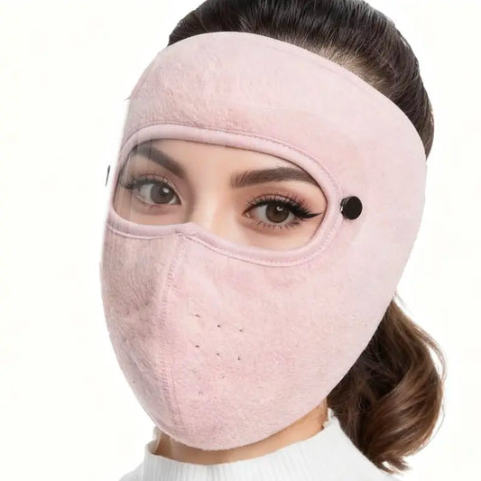 Winter Windproof Face Mask with Detachable Goggles, Thickened Fleece-Lined